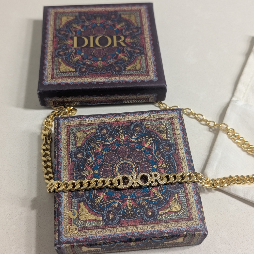 Dior Gold Chain Choker Necklace